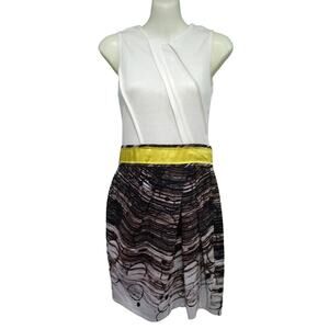 Harkham Sheath Dress with Long Back Zipper, Brown and Cream, Size  4